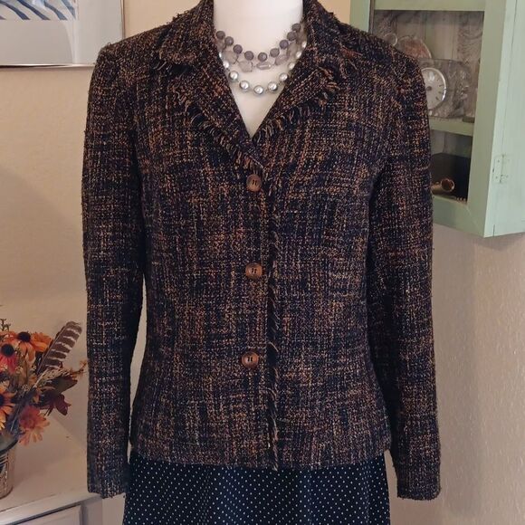 Briggs New York Nubby Plaid Blazer Jacket - Picture 1 of 11